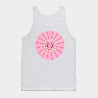 Boho Pink Sun Smile Retro 70s Tank Top